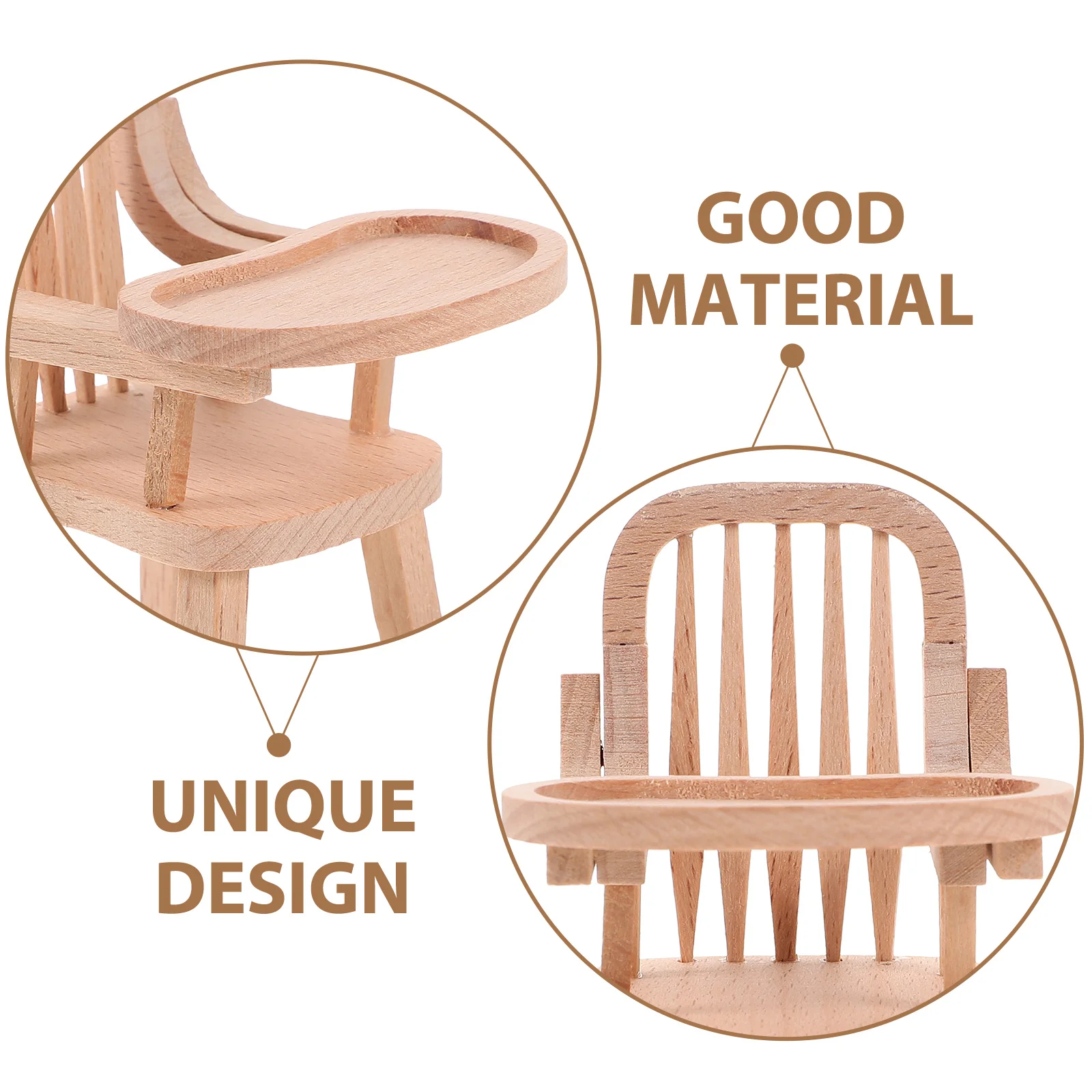 Wooden High Chair High Chair Wooden Baby Chair Models 1:12 Scale Desktop Chair Mini Furniture Dollhouse