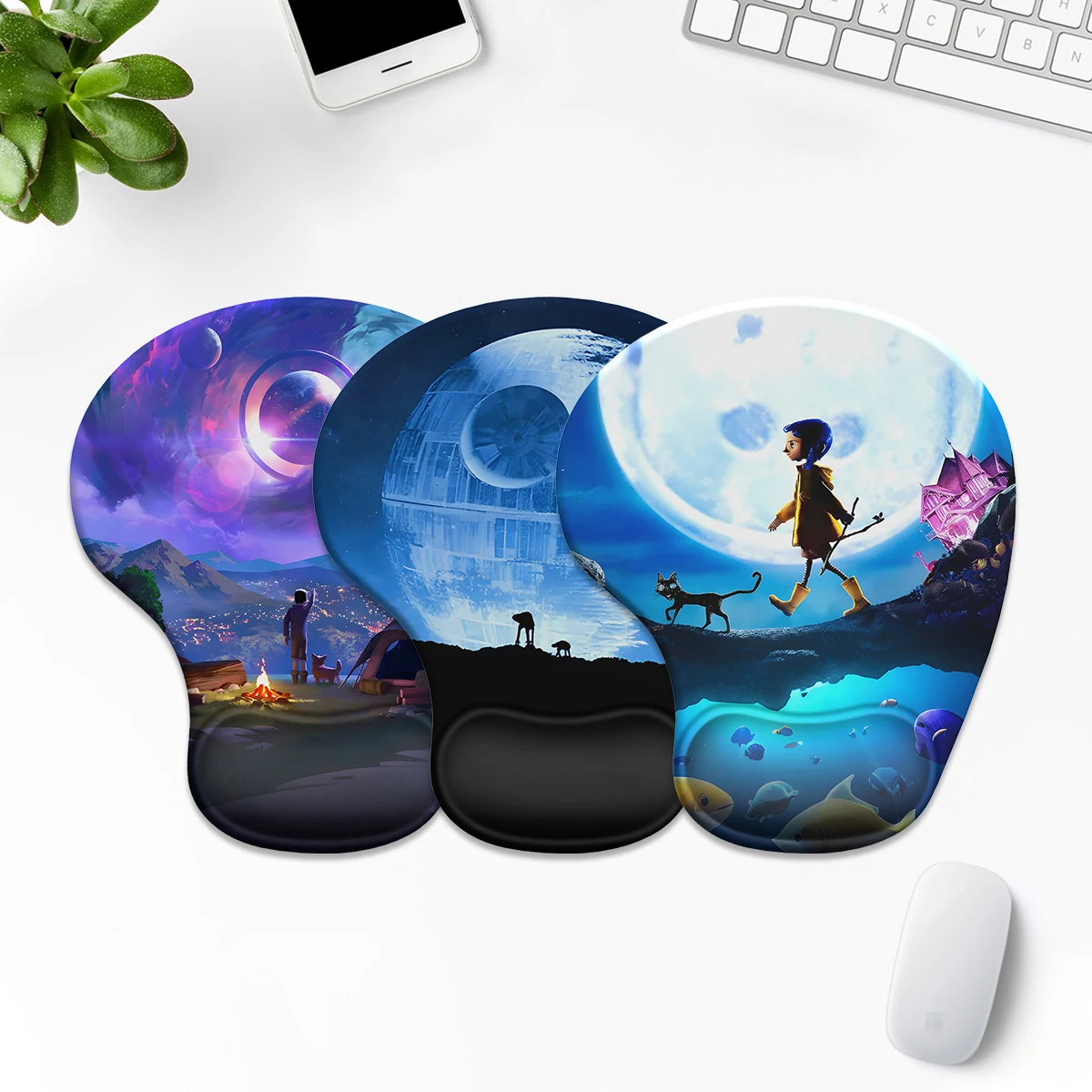 1pc Colorful Starry Sky Wrist Mouse Pad Ergonomic Soft Anti-Slip Wrist Rest Support Mat Computer Mouse Pad For Office  PC