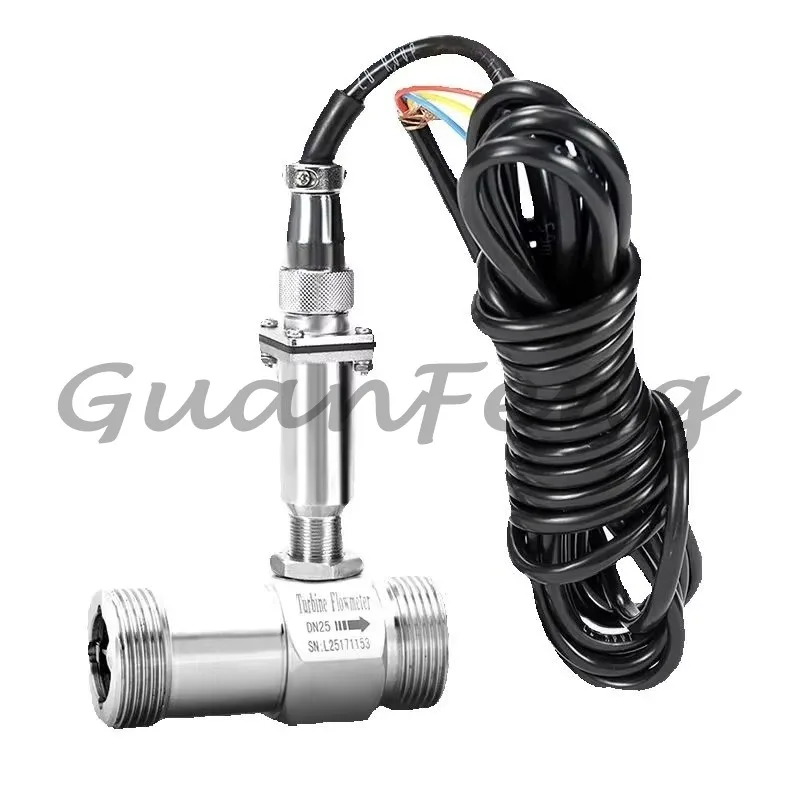 Turbine Flow Meter Transmitter, Liquid Gas Oil Flow Sensor with 4-20mA Pulse RS485 Signal Output