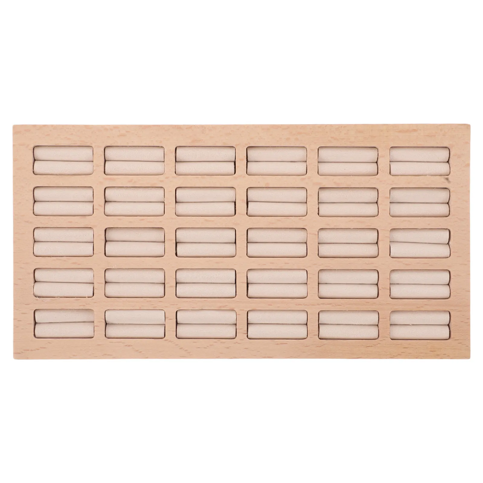 

Wooden Jewelry Display Tray 30-Slot Ring Organizer Linen Lining Jewelry Storage Showcase Tray Elegant Rings Holder