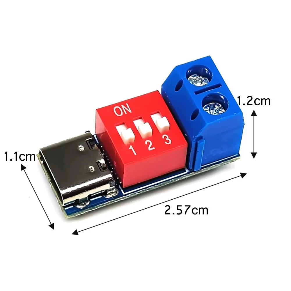 Type-C PD/QC Trigger Power Module PD/QC Decoy Fast Charge Board  5V/9V/12V/15V/20V Dip Adjustable Output 100W 5A Power Module