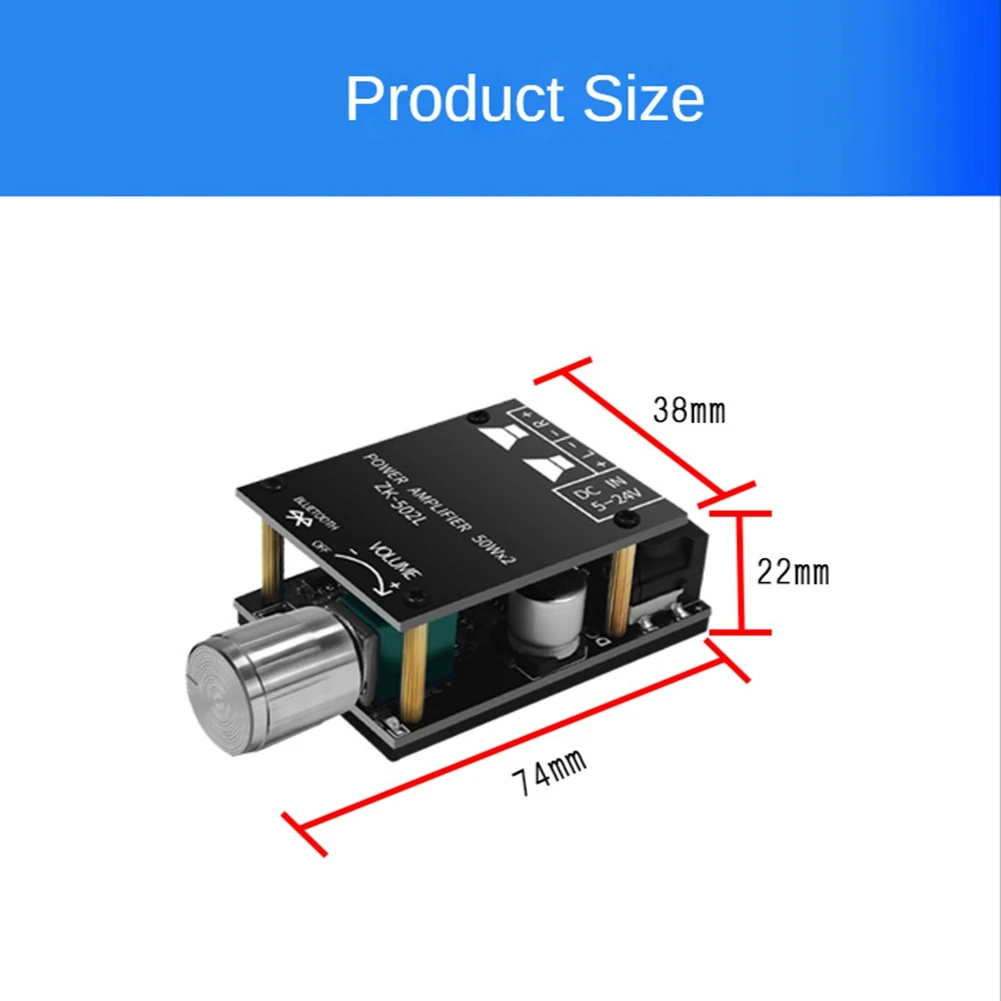 ZK-502L وحدة 5.0 بلوتوث 2X50 واط مكبر كهربائي رقمي مجلس HIFI حمى عالية الطاقة 2.0 تعزيز ستيريو
