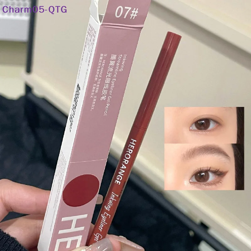 10-Farben-Eyeliner-Stift, wasserfest, langlebig, Schwarz, Braun, leicht zu tragender Lidschatten-Konturstift, liegendes Seidenraupen-Make-up