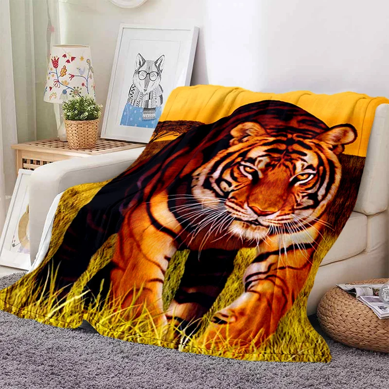 3D Tiger blanket Super Soft For Spring Autumn Modern Line Art Sherpa Blanket Bedspread Throw Travel Dropship