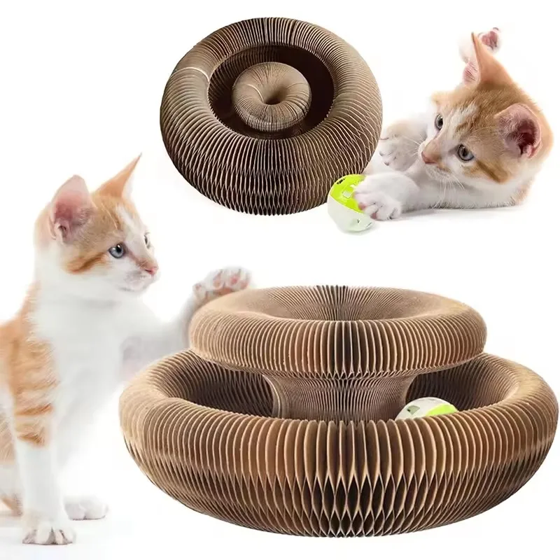

Cat Scratch Corrugated Board with Ball | Magic Claw Grinder & Climbing Frame Toy Round Activity Center for Kittens Pet Supplies
