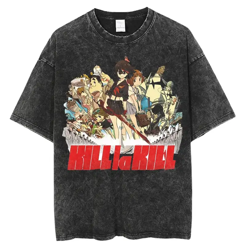 Kill La Kill Anime Lover Washed T-shirt personality Clothes Oversized Unisex Year round clothing high quality hot product soft