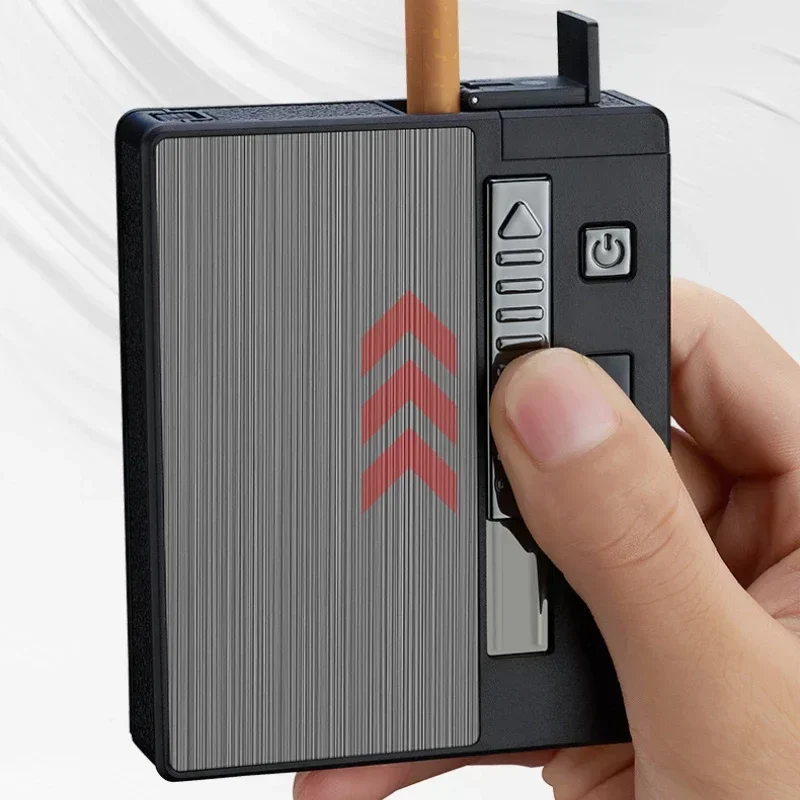 Electronic Double Arc Metal Cigarette Case Rechargeable Windproof Lighter Packs Full Pack of Cigarettes 20 PCS 10PCS  Mens Gift