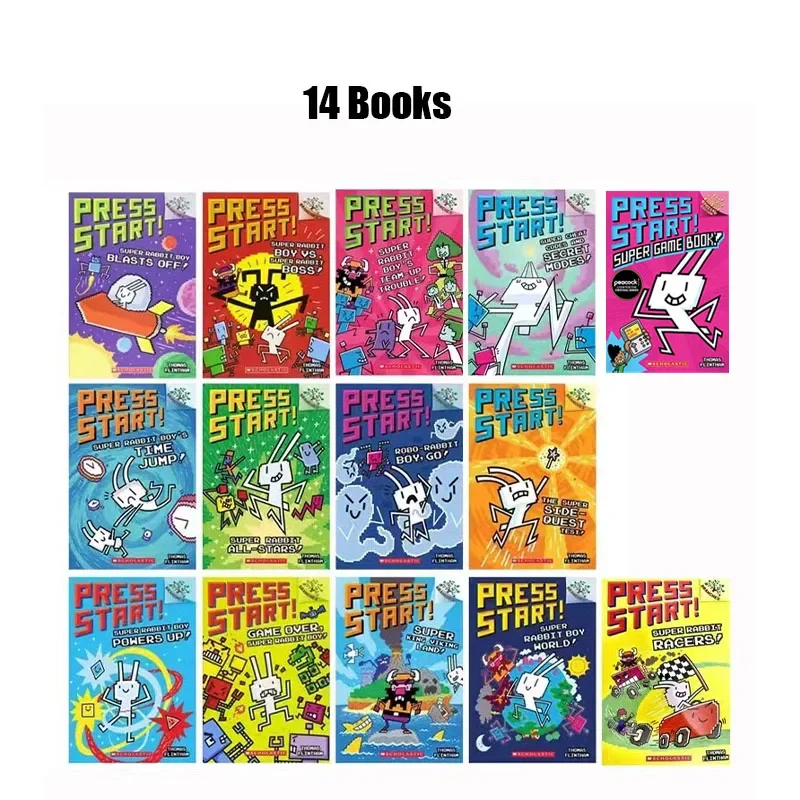 

New 14 Books/set English Press Start!Super Rabbit Boy Reading Edition Scholastic Branches Children Cartoon for Kid Books