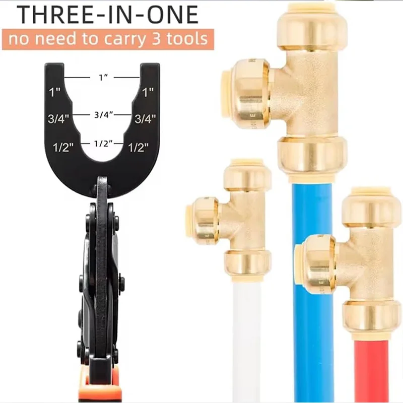 HUHAO 3-in-1 Push-Connect-Abisolierzange Einhandwerkzeug für 1/2", 3/4", 1" PEX-, Kupfer- und CPVC-Steckverbindungen – Demontagezange – Detail 3