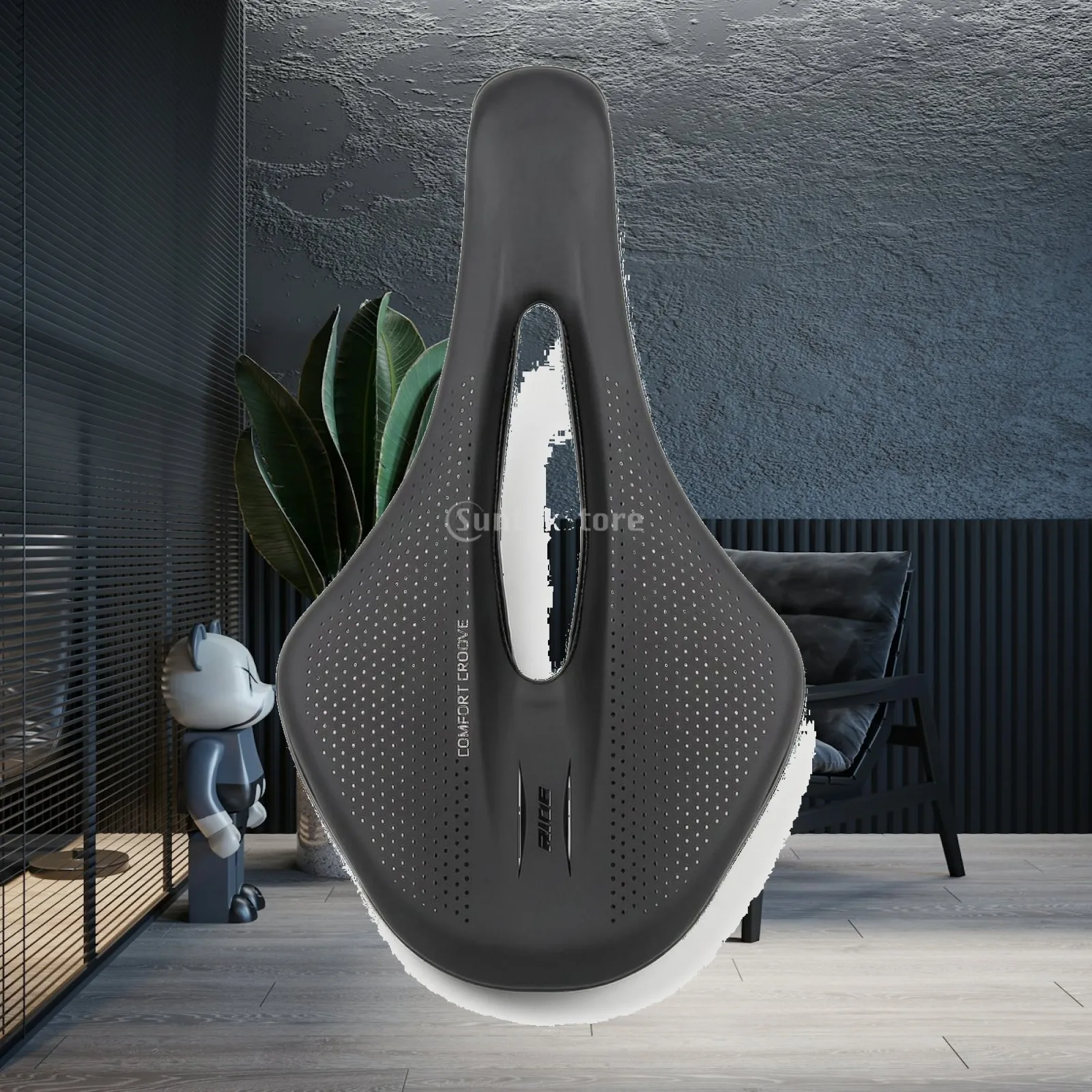 Ventilated Bike Saddle Leather Cover Ergonomic Cushioned Bicycle for seat with Shock Absorbing Sponge for MTB Cycling