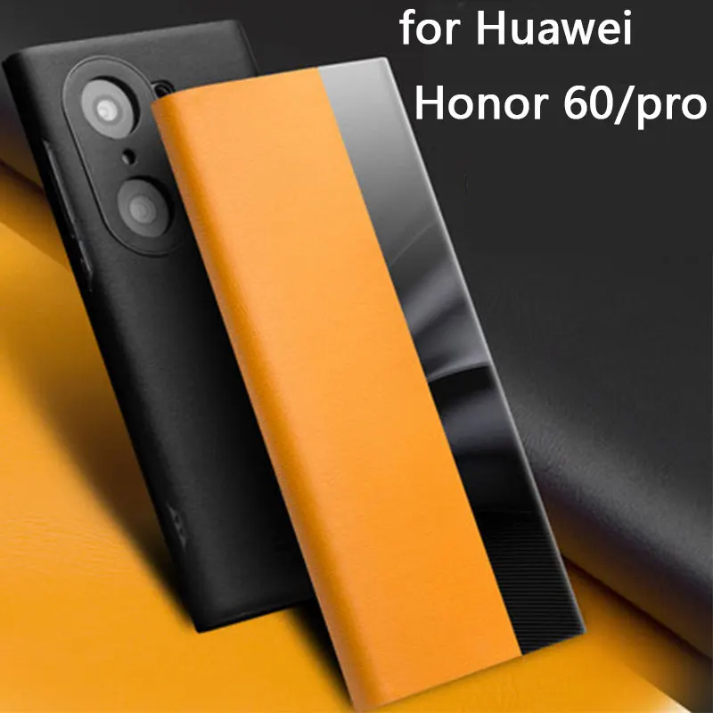 Qialino Ultra-thin Phone Case For Honor 60 Pro Luxury Genuine Leather Phone Cover For Honor60 Pro Bag Flip Protective Skin