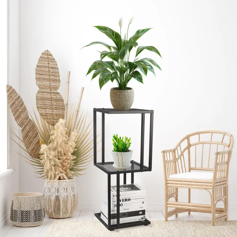 Multifunctional2Layer Metal Flower Stand Indoor and Outdoor Universal Living Room Bedroom Balcony Green Radish Succulent Flower