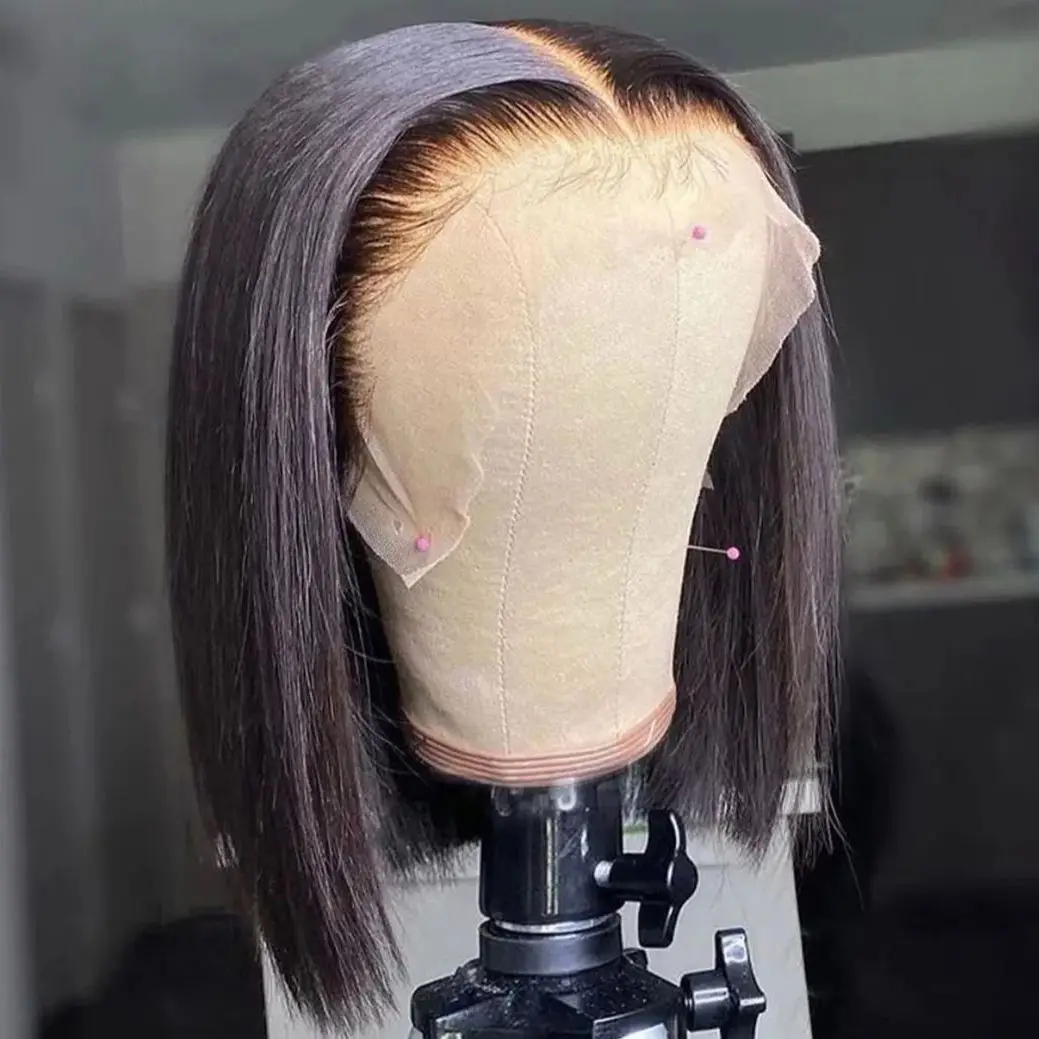 Transparent Short Straight Bob Wig Human Hair Bob Wig Pre Plucked Lace Front Human Hair Wigs Bob 13x4 Lace Frontal Wig Remy Hair