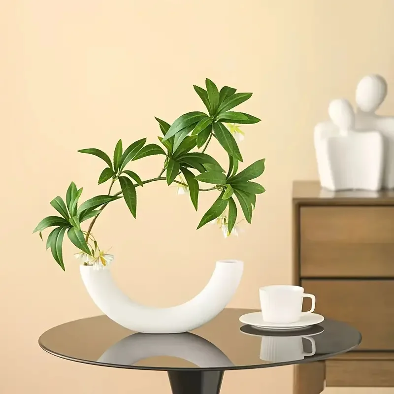 

Modern Geometric Plant Vase - Artificial Greenery for Living Room/Office Decor