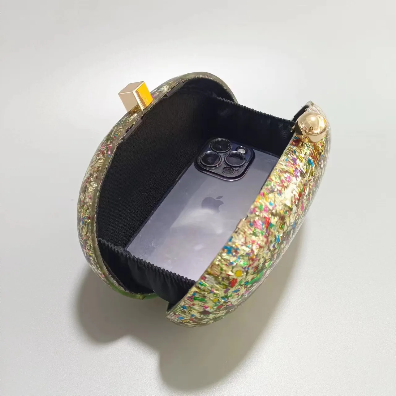 المشمش بيرليسسينت القهوة البيضاوي الاكريليك رئيس موضة Crossbody الكتف الاكريليك عشاء حقيبة كيس فام لوكس المحافظ الفاخرة مصمم