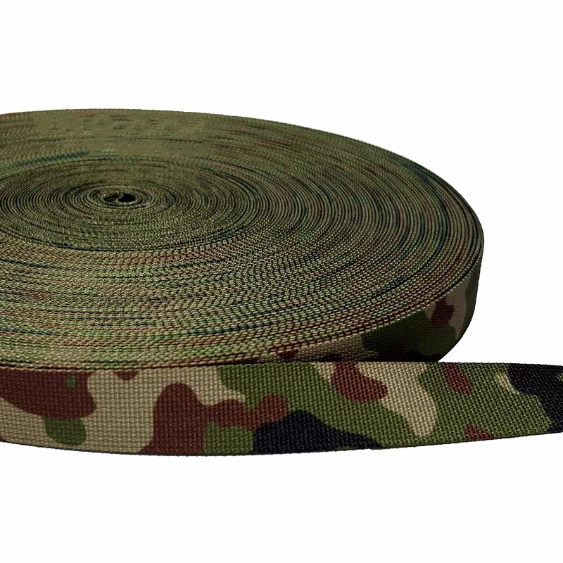 50 Meters 2.5cm Width Japanese Jeitai Dots Pattern Jungle Desert Camouflage Webbing Non-elastic Edging Strap Knapsack Belt DIY