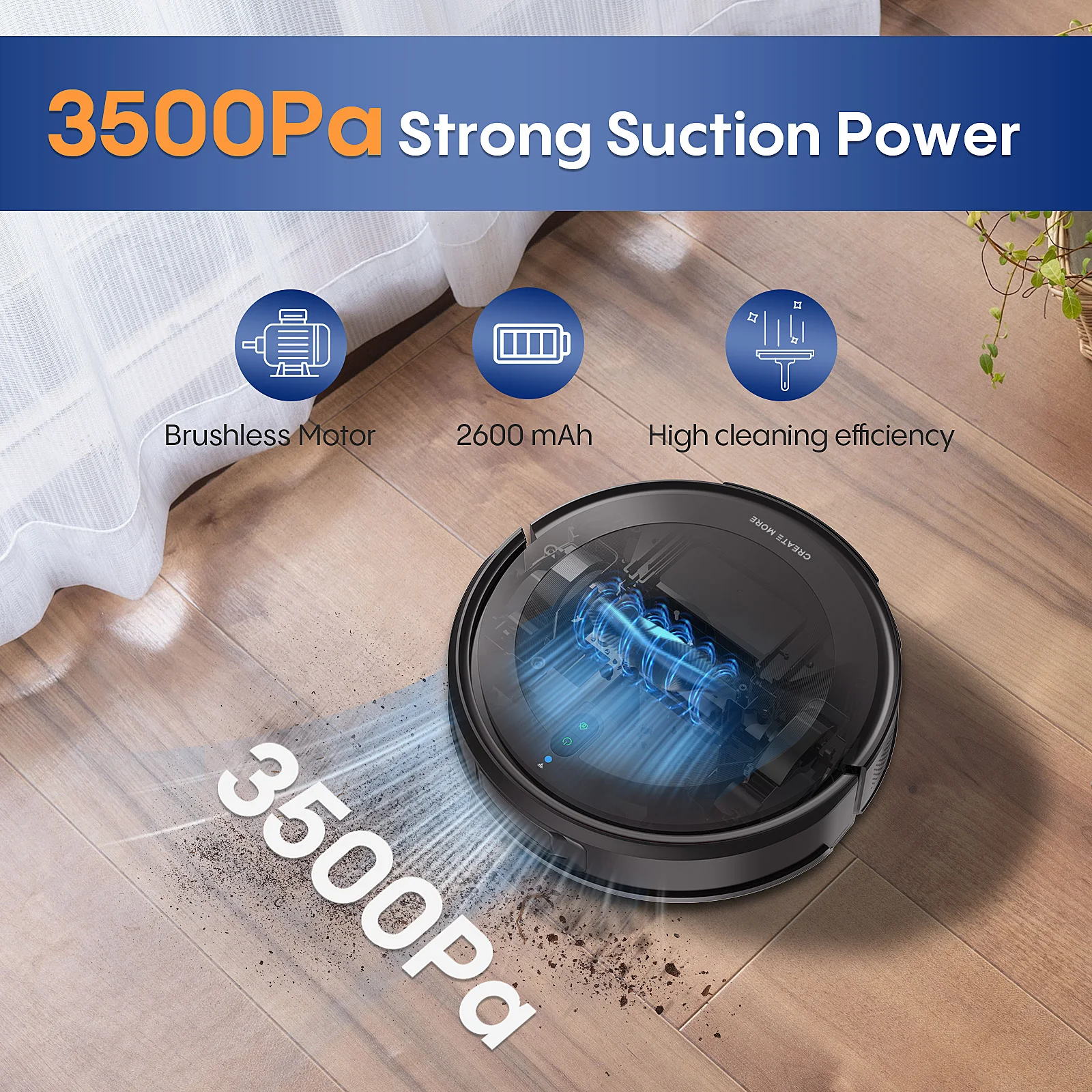 Smart Robot Vacuum Cleaner with Laser Navigation Wet Dry Floor Cleaning for Hotels Battery Powered Emptying Dustbin