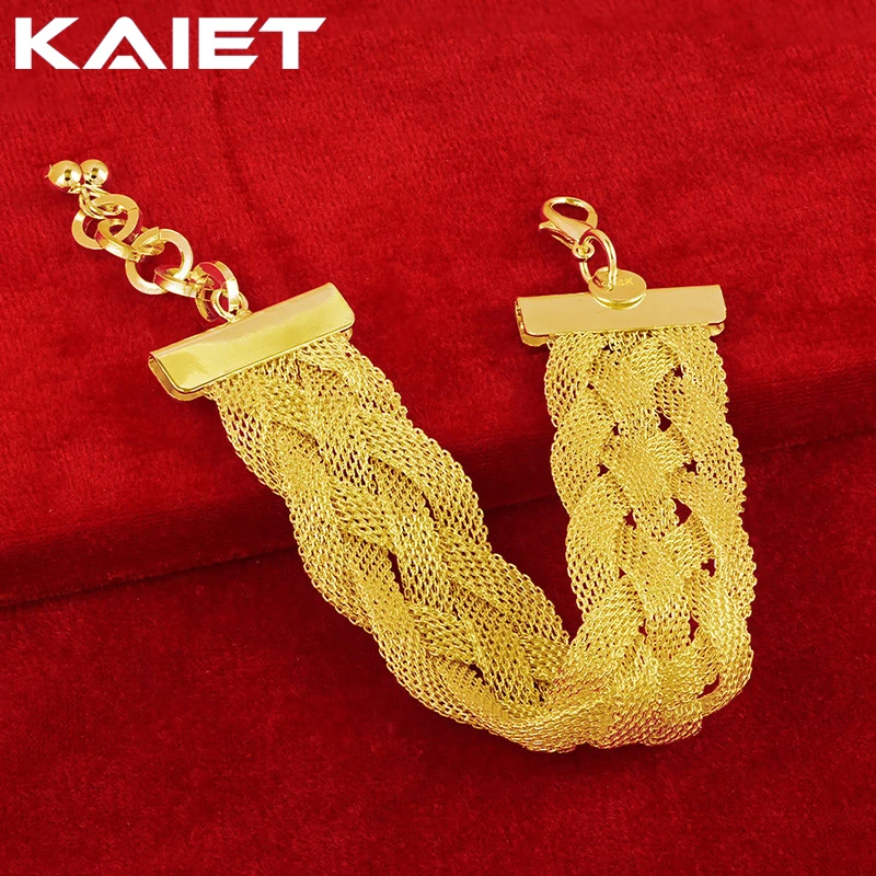 

KAIET 925 Sterling Silver Weave Chain Bracelet Plated With 18K Gold Wedding Party For Women Charm Fine Jewelry