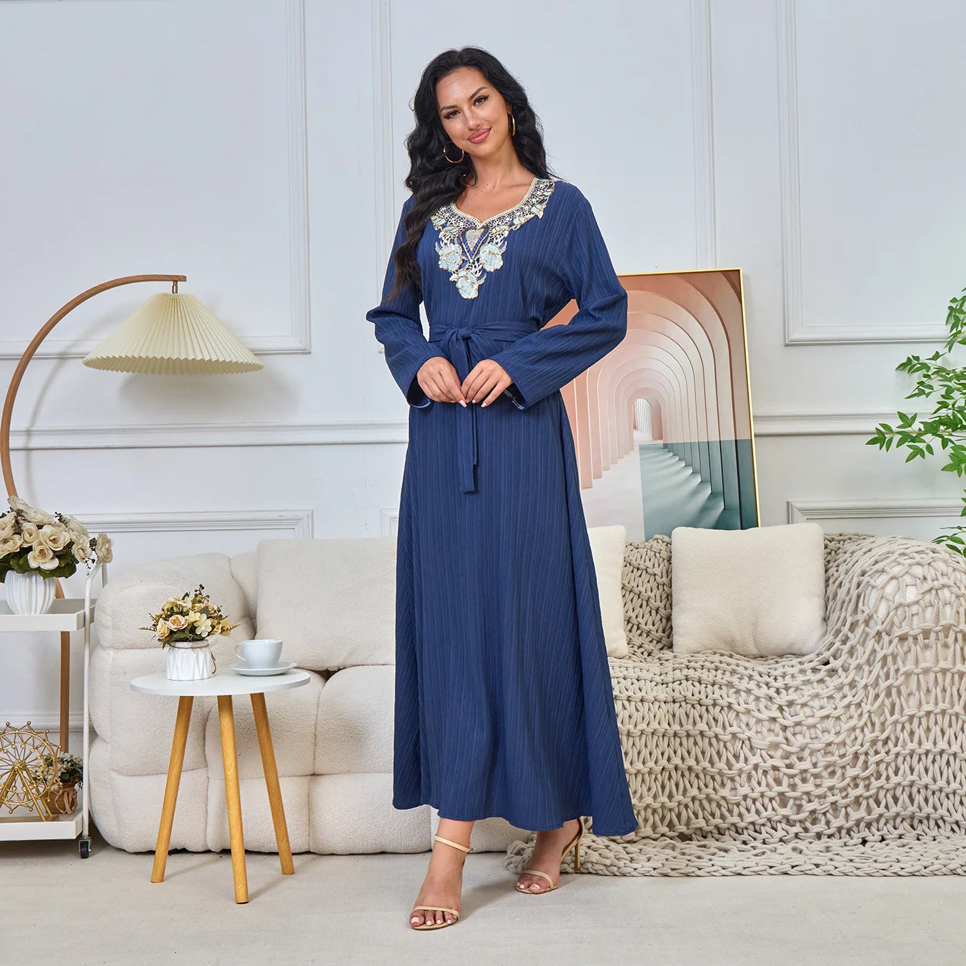 

Women Turkey Abaya Islamic Muslim Prayer Dress Embroidery Cardigan Kaftan Dubai Robe Casual Turkish Modest Clothes for Muslim