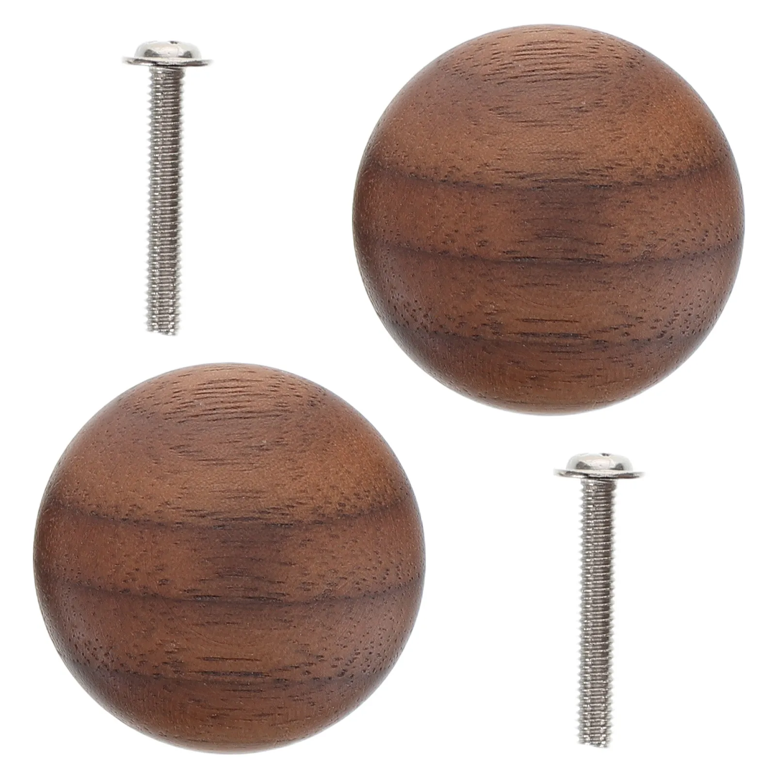 

2pcs Wardrobe Dresser Cabinet Handles Dark Brown Furniture Round Wood Pulls Solid Wood Mushroom Kitchen Bedroom
