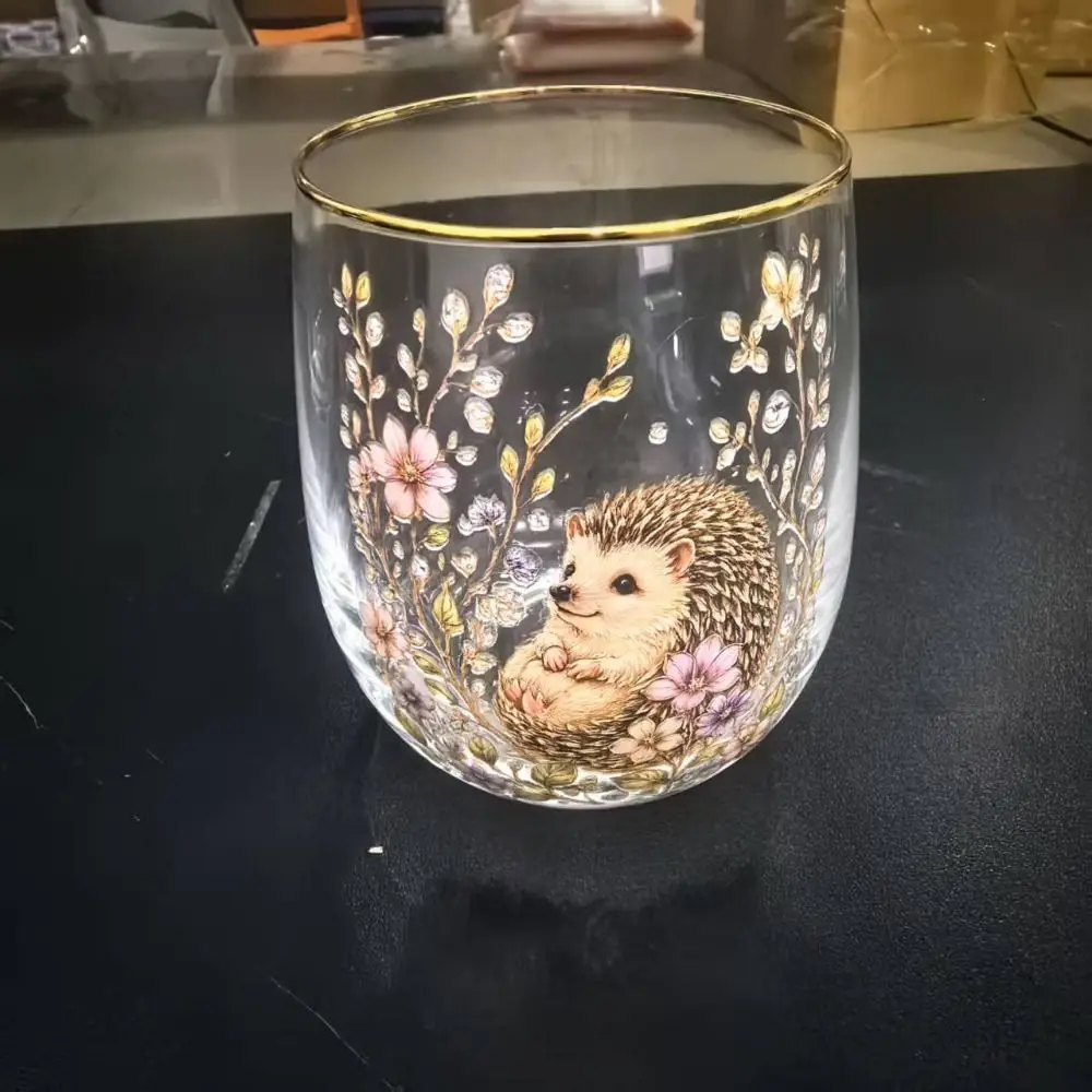 Hummingbird Design Bee Glass Tea Cup Transparent Colorful Clear Milk Cup Flower Large Capacity Embossed Glass Cup Gifts