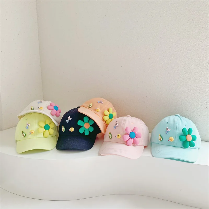 Kids Baseball Cap Stereo Cartoon Flower Doll Girl Baseball Cap Outdoor Versatile Baby Cap, Summer Sun Protection Sun Hat