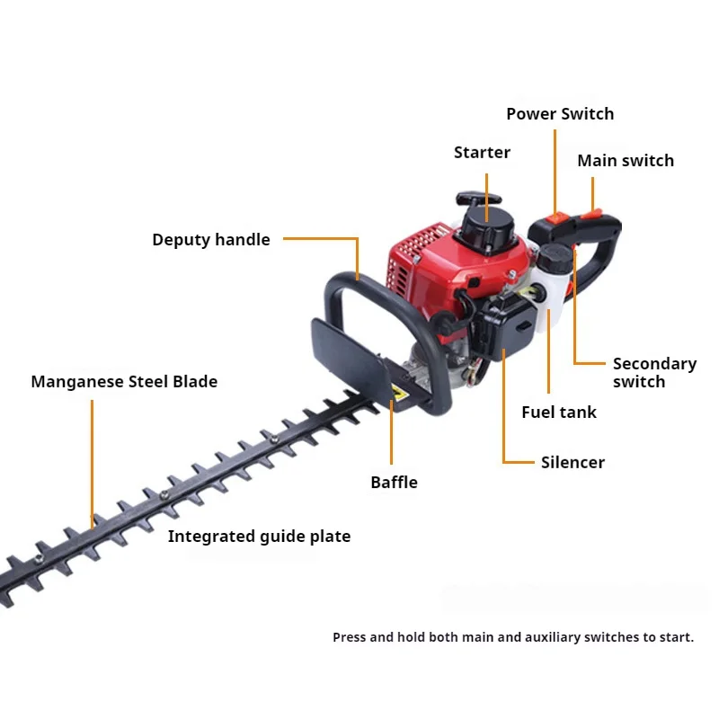 2 Stroke Hedge Trimmer Double Blade Garden Hedge Cutter Multifunction Outdoor Pruning Machine For Tea Tree And Shrub Trimming