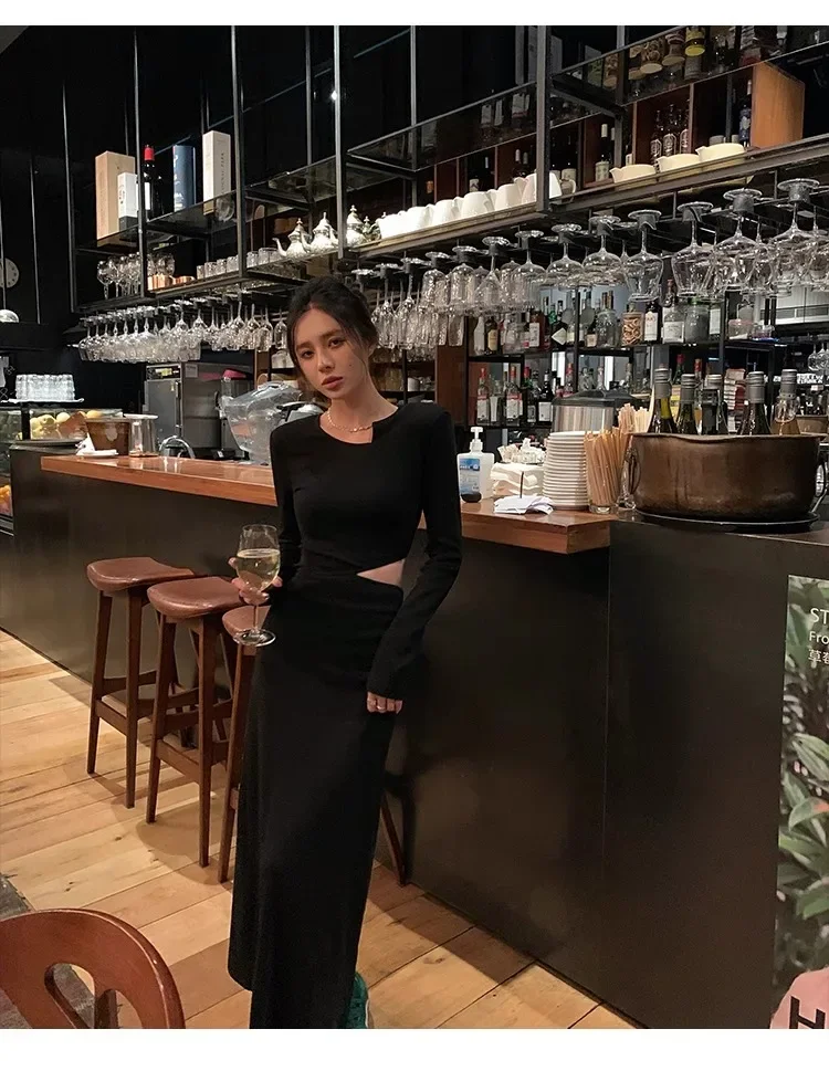 Robes à manches longues femmes robe tricotée femme printemps Cupro ivoire col carré smockage à plusieurs niveaux taille basse minimaliste doux épicé