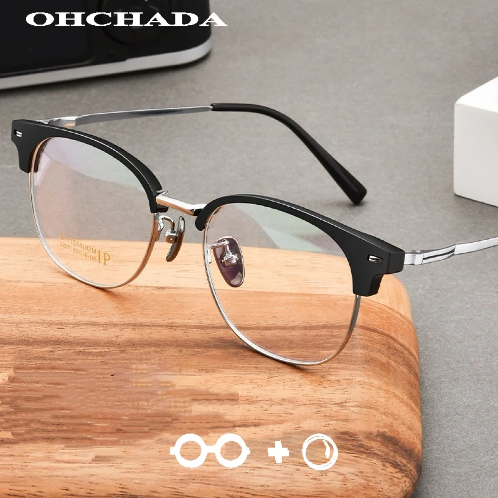 

Fashion Round Titanium Glasses Optical Progressive Photochromic Myopia Glasses ManBusiness Women Prescription Myopia Eyewear