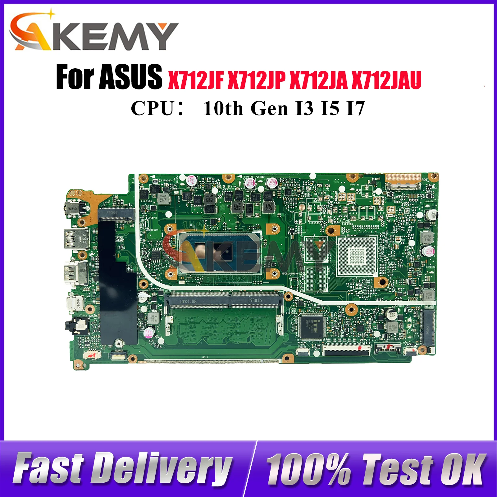 

X712JA Laptop Motherboard For ASUS X512J A512J F512J V5000J X712JAU S512J X712JAW X712JP K512J X712JF Mainboard W/ I3 I5 I7 CPU
