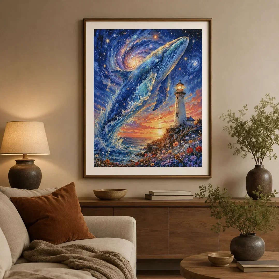 Stamped Cross Stitch Kit 11CT 14CT 16CT 18CT Pre Printed Canvas Cotton Thread DIY Embroidery Home Wall Decor[ZZ8684-Whale Fall]