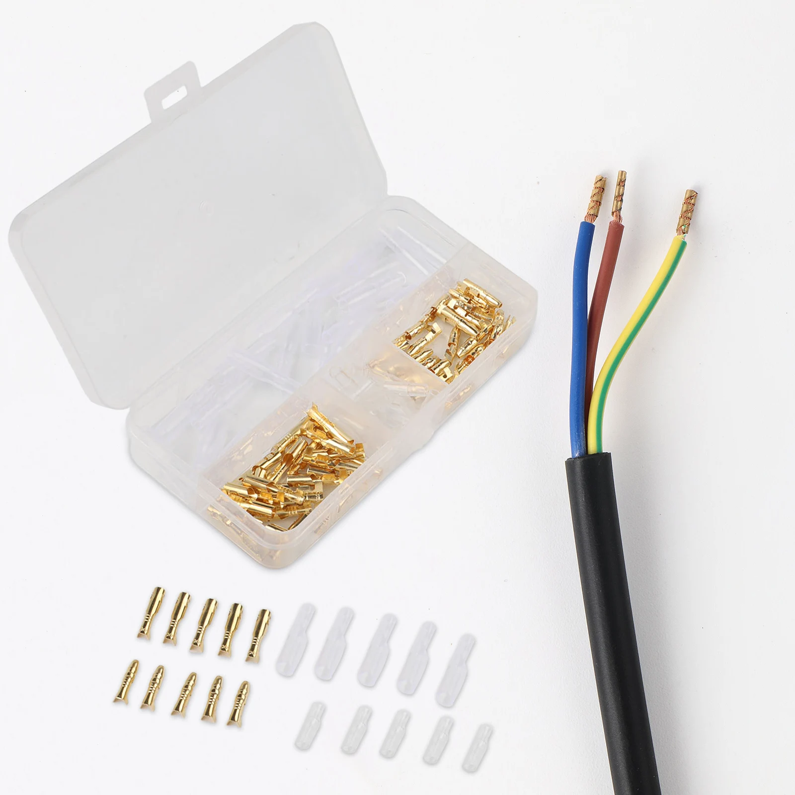 120PCS Brass Male Female Wire Terminal Connectors for Motorcycle Car Boats with Plastic Storage Box and Covers
