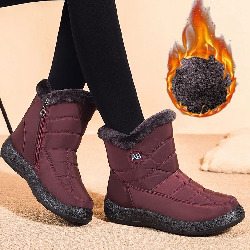 

Very Warm Winter Women Flat Boot Warm Fur Botas Mujer Waterproof Ankle Boots Snow Short Boot Female Rubber Botines Winter Shoes