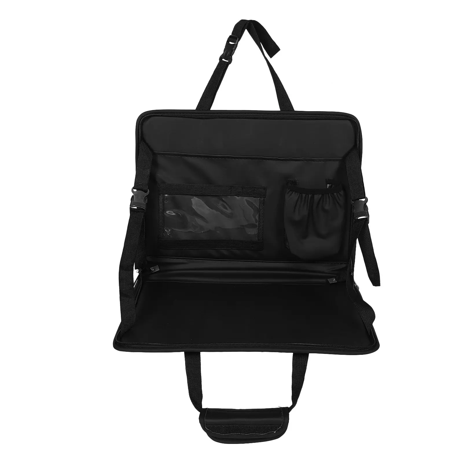 Table pliable pour siège arrière de voiture, bureau pour ordinateur portable, repas, travail, avec organisateur de rangement en PU.
