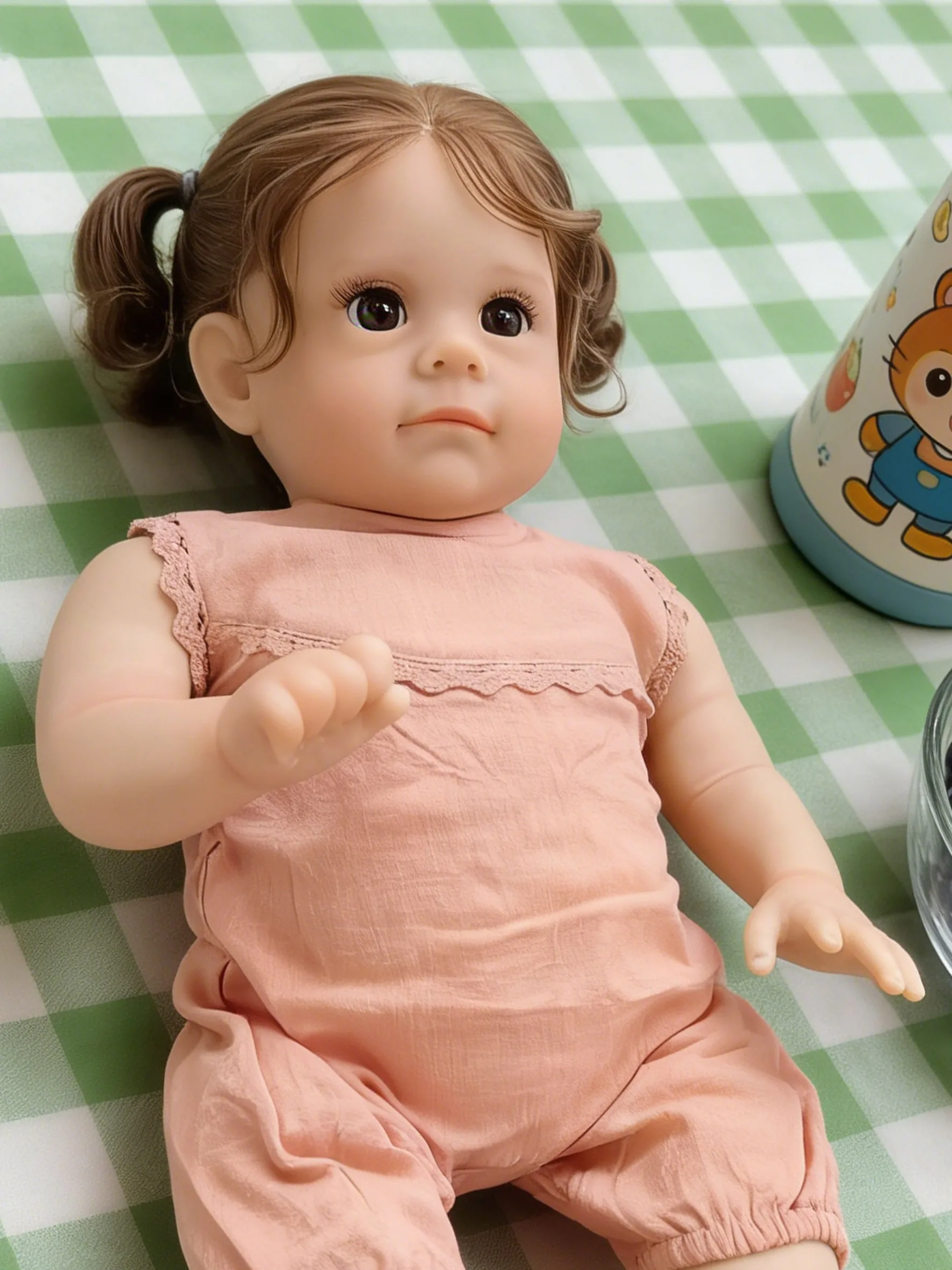 22Inch Newborn Maggi Hand-Rooted Hair Cloth Body Multiple Layers Painting Skin With Visible Veins Lifelike Toddler Reborn Doll