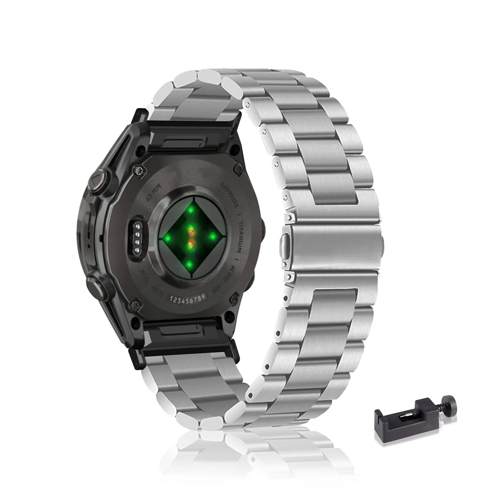 

Stainless Steel Band for Garmin Fenix 6S Solar/Fenix 5S/Fenix 5S Plus/Fenix 7S Band, Three Columns Metal Replacement Strap