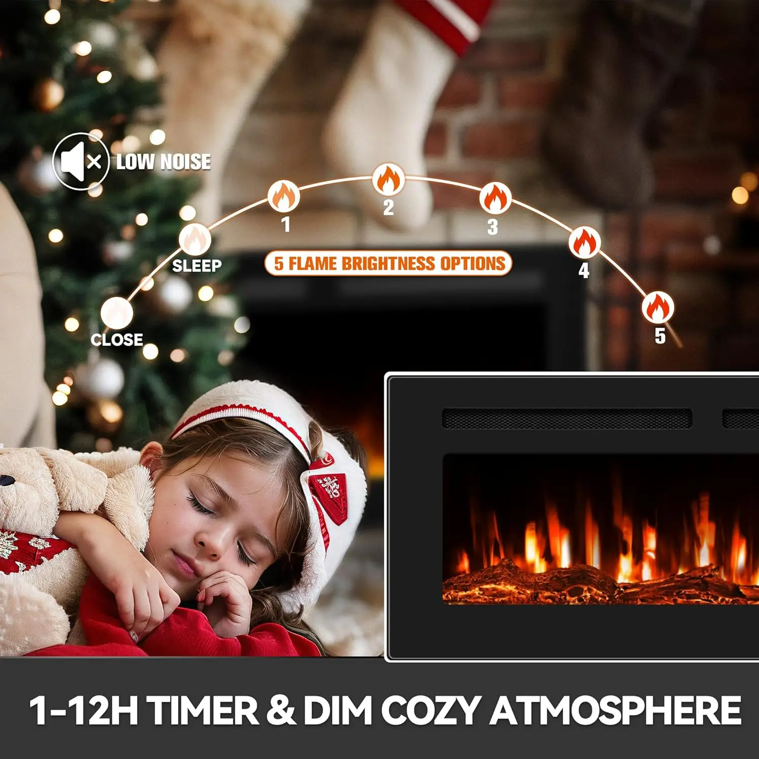 Wall mounted electric fireplace display