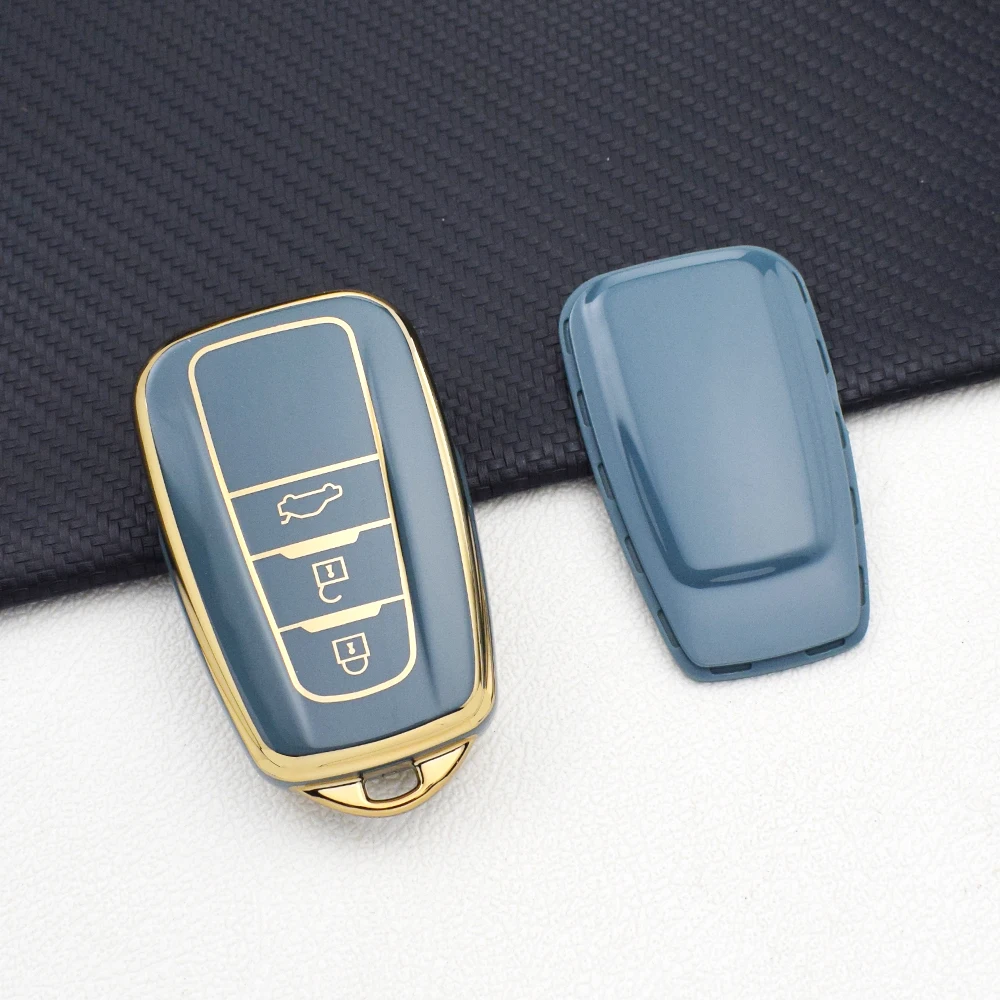 3 أزرار بولي TPU المضادة للخدش حافظة مفاتيح السيارة لتويوتا كامري CHR كورولا RAV4 أفالون برادو بريوس 2017-2022 مفتاح سلسلة حلقات المفاتيح