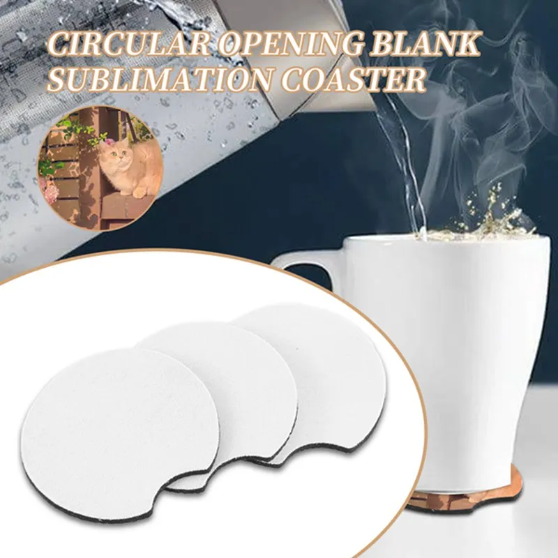 

100 Pcs of Sublimation Blank Car Coasters, Round Opening Blank Coasters, Used for Sublimation DIY Crafts, Car Coasters-A27R