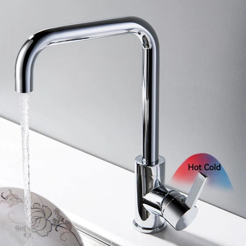 Contemporary Design Kitchen Accessories All-copper Hot and Cold Water Faucets Surface Chrome Plating G1/2 Thread Fitting Taps