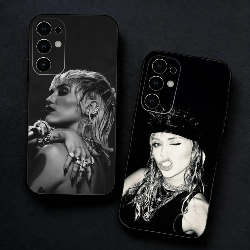 Singer M-Miley Cyrus Phone Case For Samsung S25,24,23,22,30,21,10,9,Ultra,Plus,FE 5G Black Soft Case