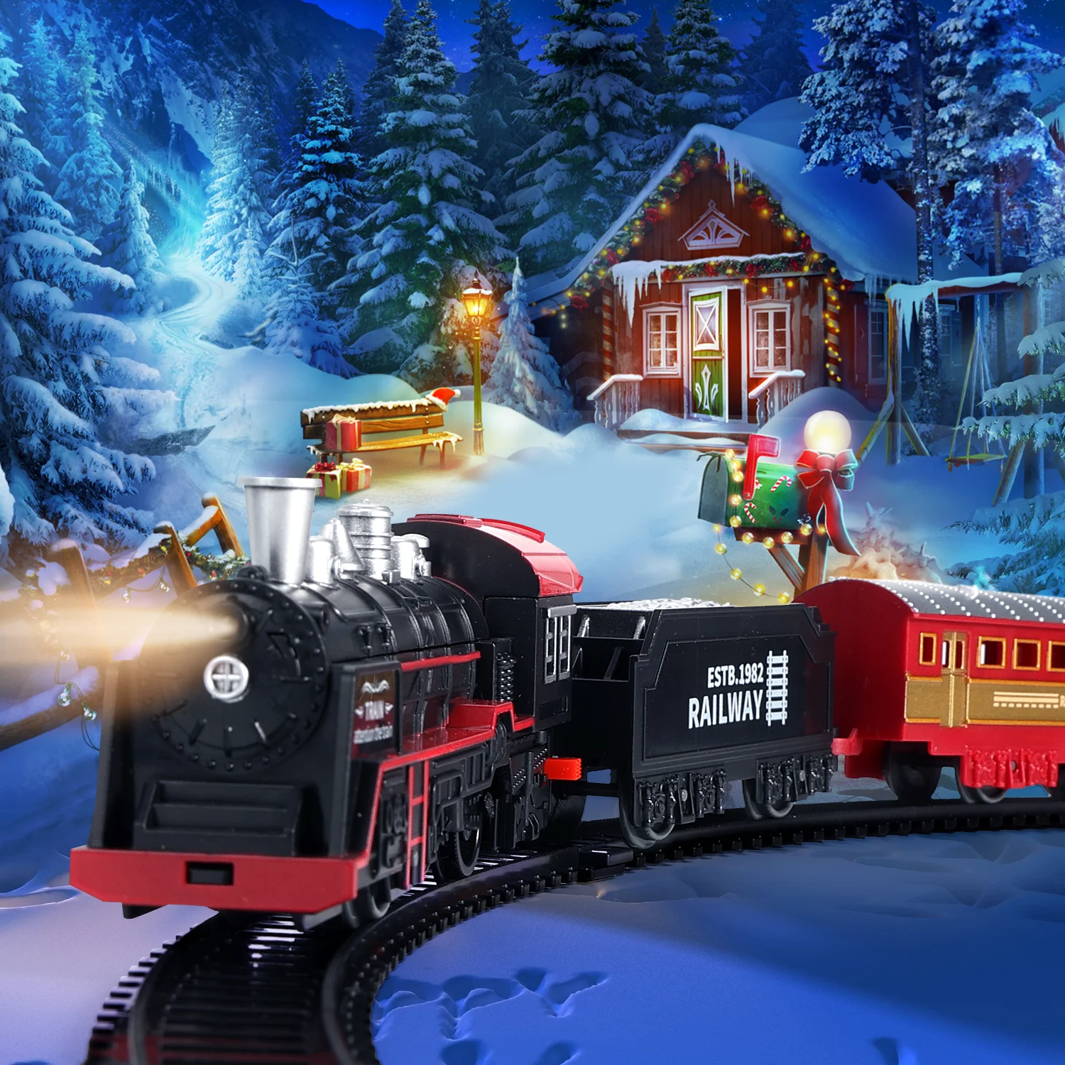 1 conjunto de trilho de trem elétrico com som retro simulação ferroviário modelo carro crianças brinquedos ferroviários presente natal