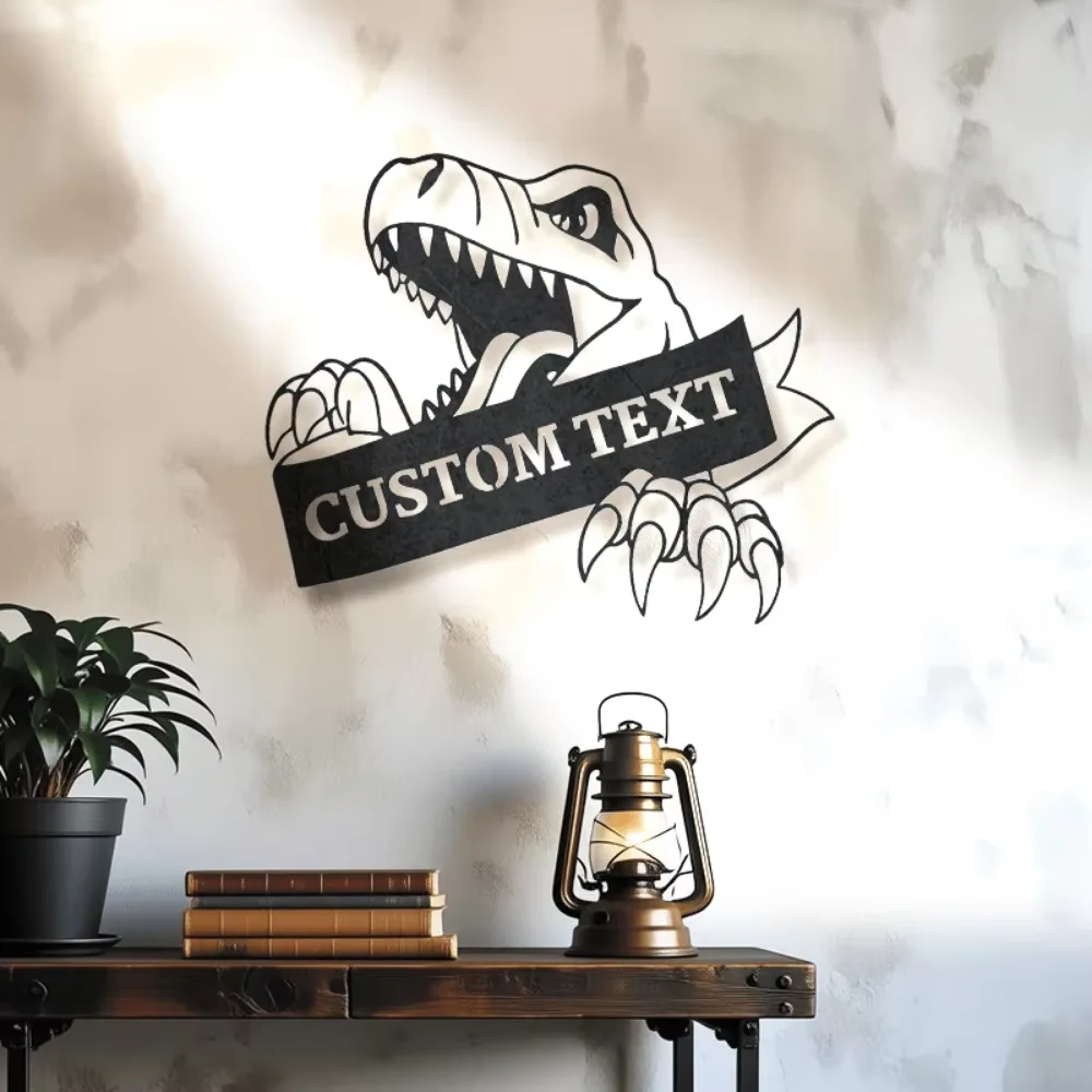 

Dinosaur Metal Sign Custom for Dino Enthusiasts High Quality,Text Adds Uniqueness,Rustic Indoor/Outdoor Wall Art,Stylish Design