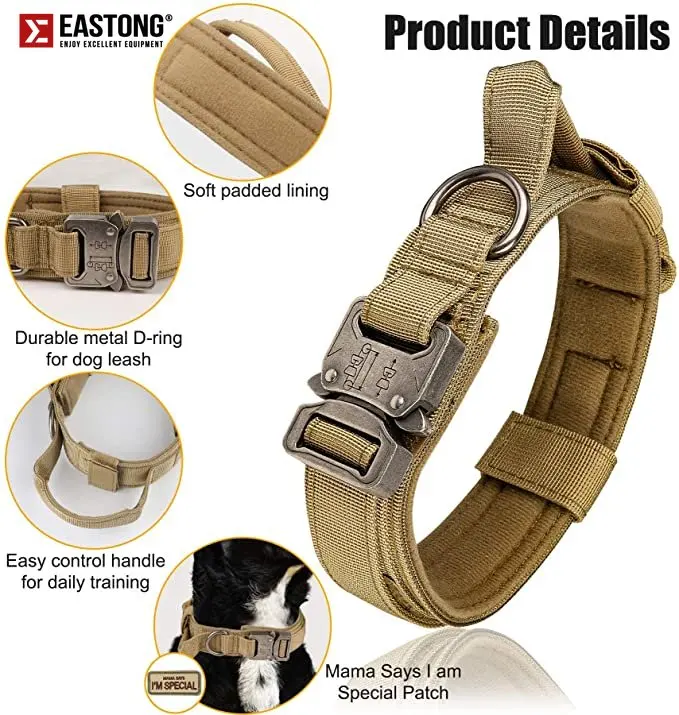 Dog Collar and Leash Set Tactical Style Military Adjustable German Shepard K9 for Large Dogs Walking Training Pet Accessories