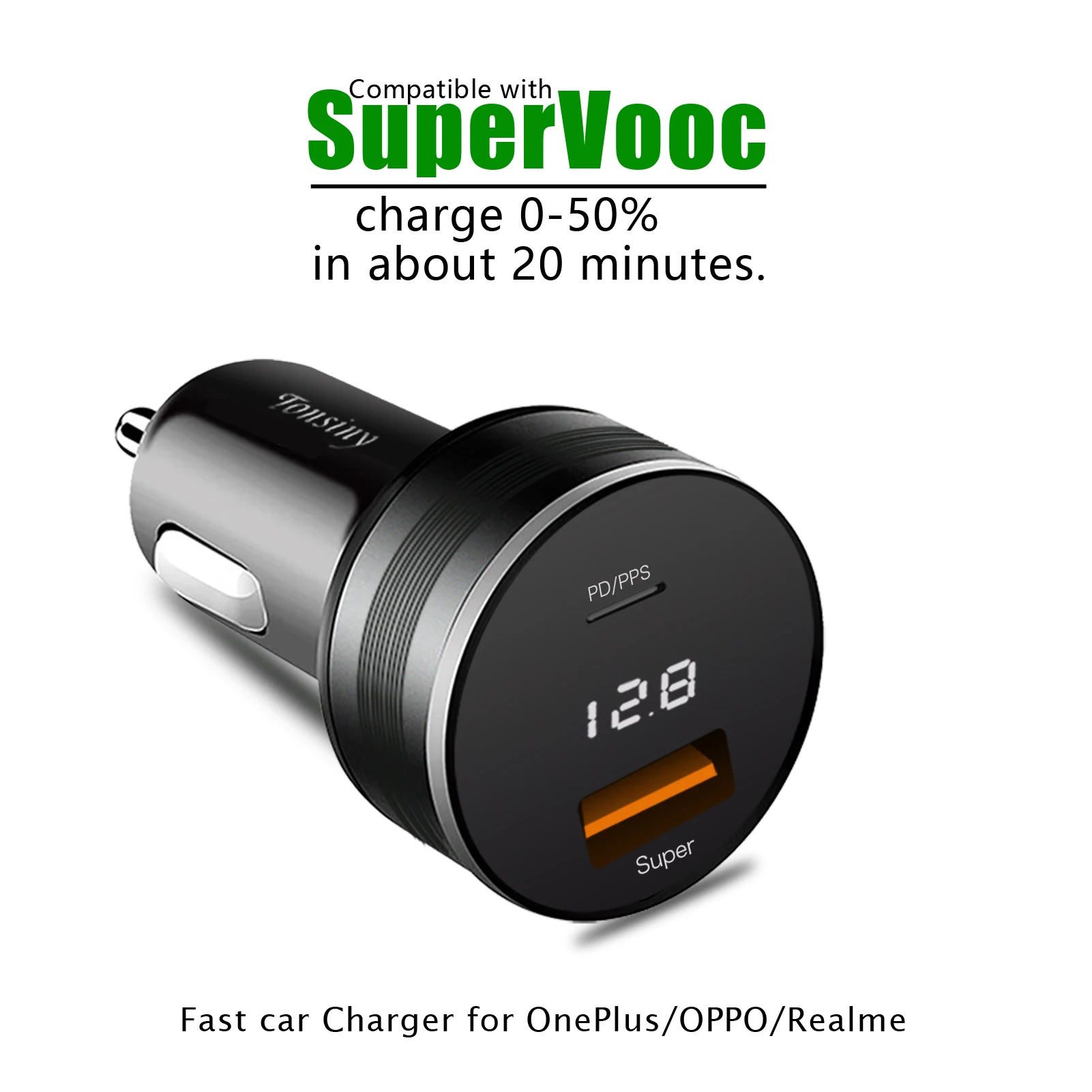 Supervooc Car Charger for OPPO Find X5/Reno8,80W/65W Warp car adapter  for OnePlus11,2 Port Cigarette Lighter Adapter for Realme