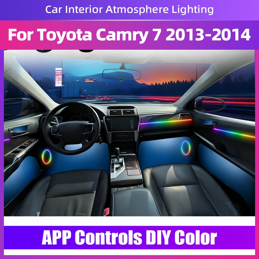 

Автоматическая внутренняя светодиодная лента RGB Symphony Ambient Light с разными цветами и несколькими освещениями для Toyota Camry 7 2013-2014