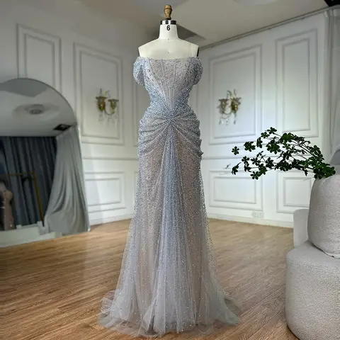 सिल्वर न्यूड ऑफ शोल्डर बीडेड ट्यूल मरमेड इवनिंग ड्रेसेस एलिगेंट फॉर्मल गाउन LA72905 कस्टमाइज्ड सेरेन हिल 2025 10 best sales शांत पहाड़ी पोशाक - №2