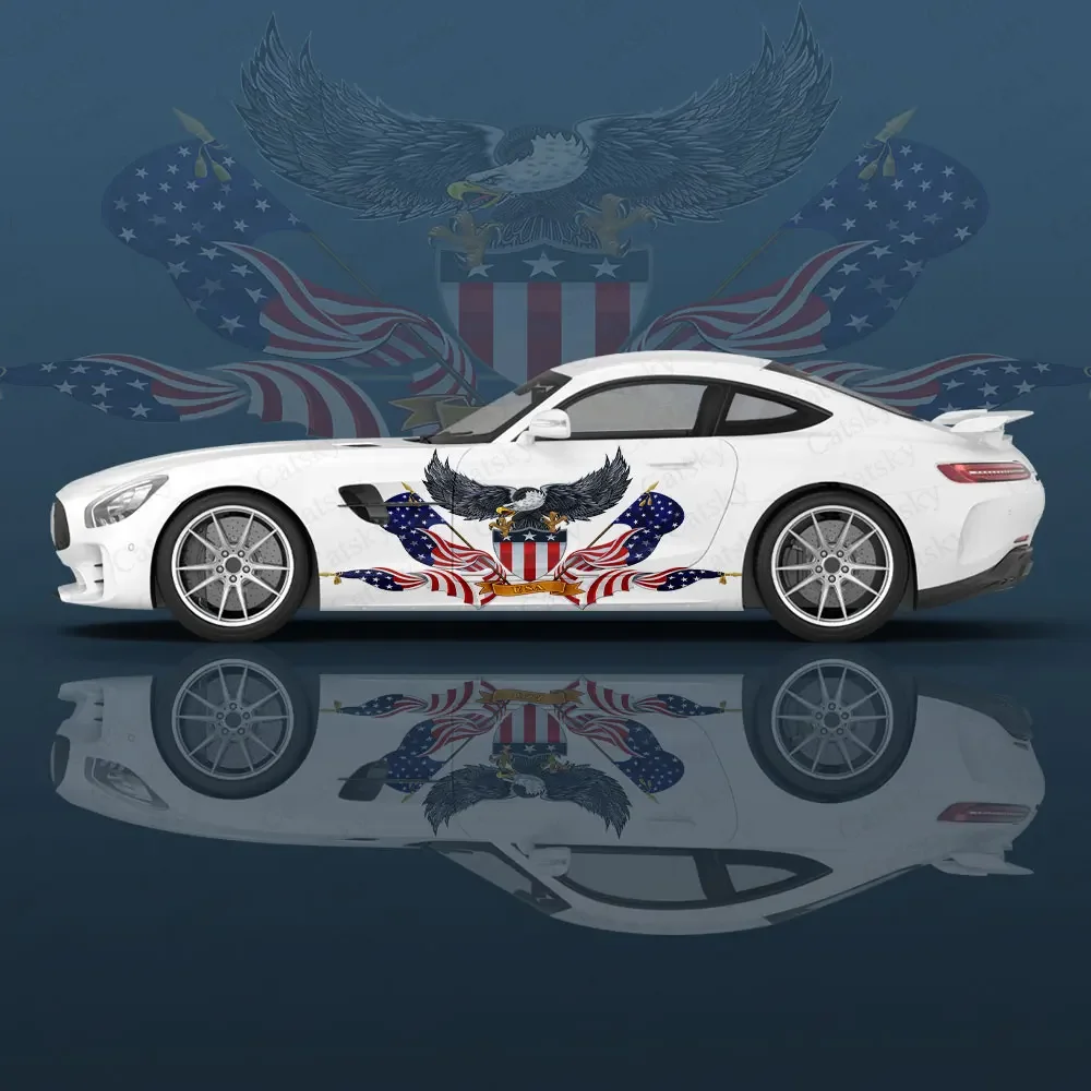 American Flag Eagle Car Body Sticker Itasha Vinyl Side Decal Body Wrap Cover  Auto Accessories Decoration Protective Film Gift