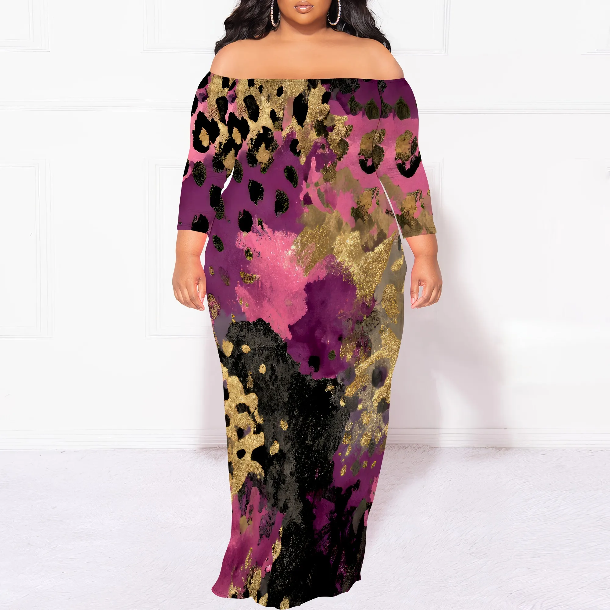 Vestidos maxi femininos com estampa floral verão com bolsos casual manga 3/4 com decote em V envoltório gravata cintura vestido longo