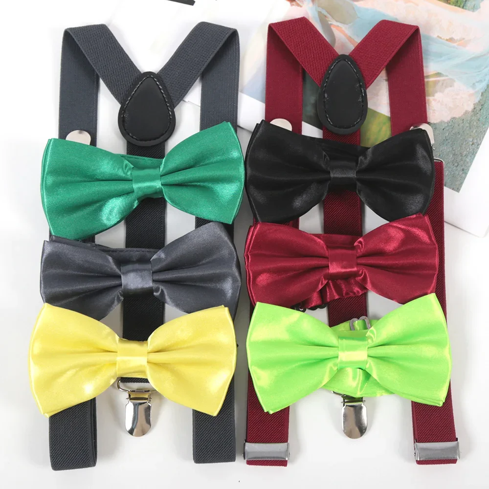 Suspenders Bowtie Sets For Men Pants Apparel Adult Suspender Man Shirt Dress Women Wedding Party Elastic Y-Back Suit Accessories